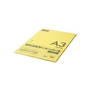 （まとめ） TANOSEE αエコカラーペーパーII A3 イエロー 少枚数パック 1冊（100枚） 10セット