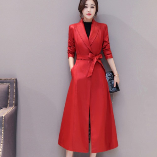 めちゃ可愛いロングPUレザーコート！レディース！女性用！ A1964