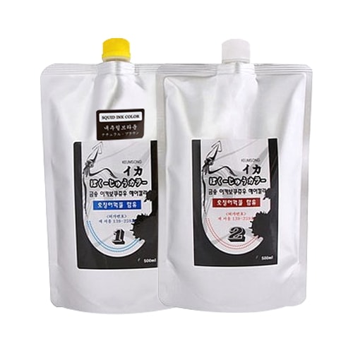 金松イカボクジュウヘアカラー イカの墨含有 大容量の染毛剤 1剤（染毛剤）500ml 2剤（酸化剤）500ml