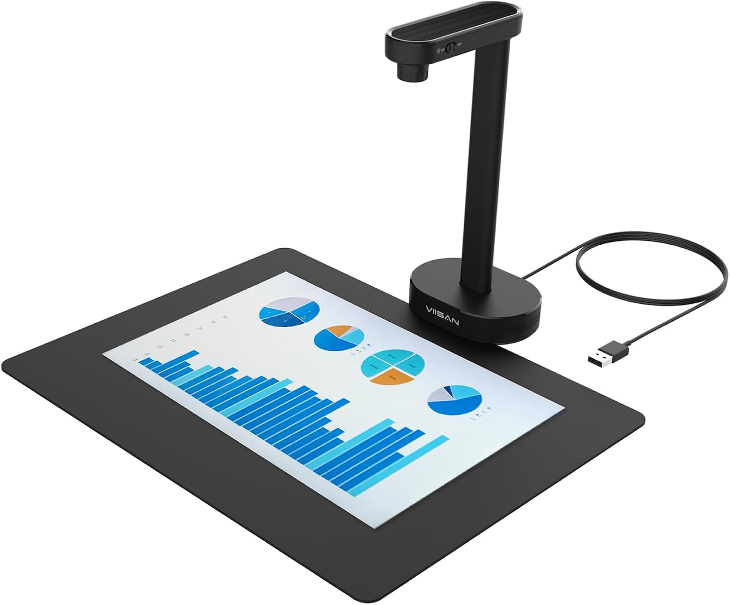 VIISAN 1600万画素 ドキュメントスキャナー A4 USB書画カメラ/実物投影機/ポータブルドキュメントカメラ 1.5秒/ページ 高速スキャナー 多言語OCR機能 LEDライト 16MP 授業