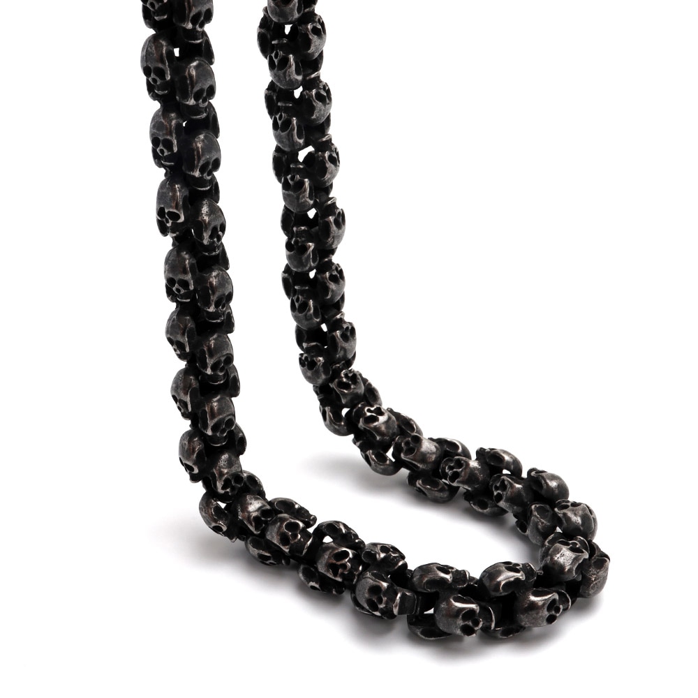316L スカルチェーンネックレス [n897-black]