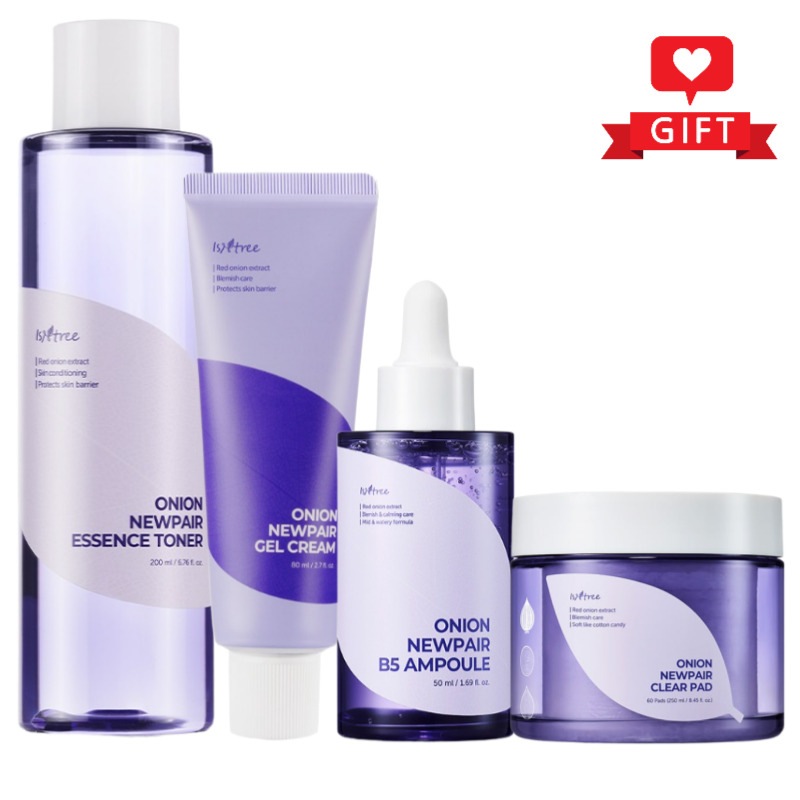 オニオン ニューペア 4種セット（アンプル 50ml／トナー 200ml／ジェルクリーム 80ml／クリアパッド 60枚） 敏感肌／赤みケア／低刺激スキンケア
