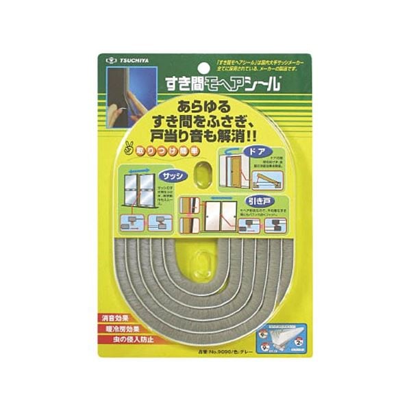 （まとめ）槌屋 すき間モヘヤシール グレー 9mmx9mmx2m NO9090-GR 1巻[x5]