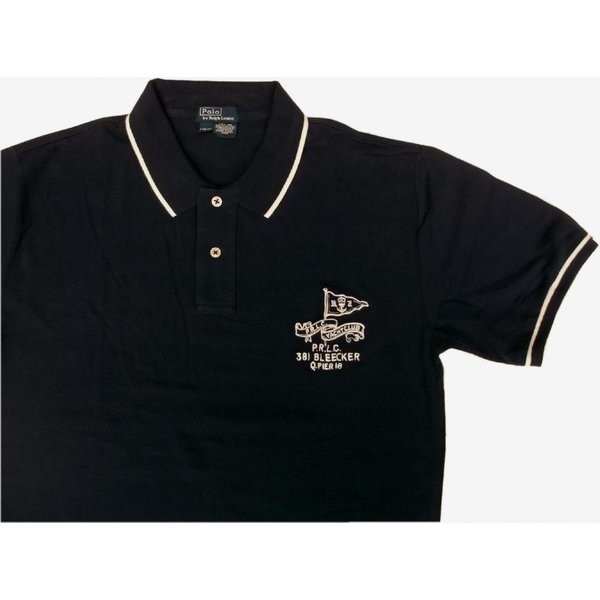 ボーイズサイズ 半袖 刺繍 鹿の子 ポロシャツ ネイビー boys PR2-218