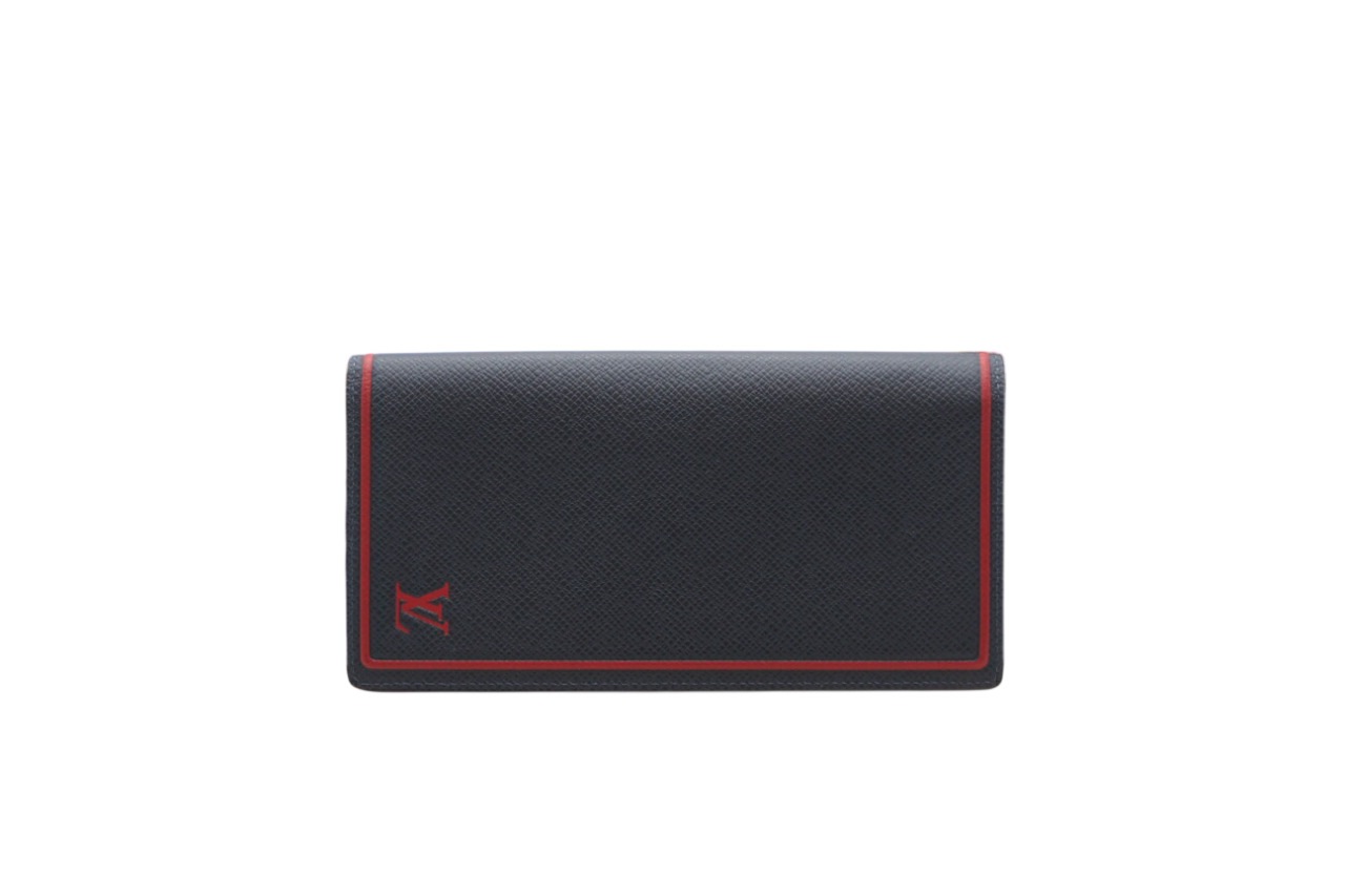 3日以内返品可 極美品 長財布 タイガ ポルトフォイユ ブラザ M63434 ブルー レッド カーフレザー メンズ