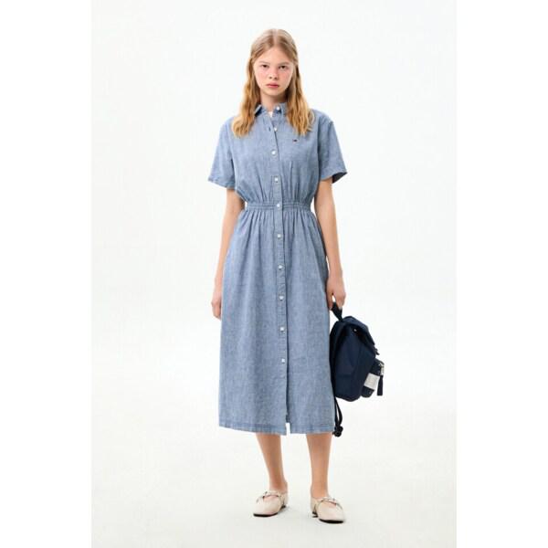 女性リネンブレンドマキシシャツワンピース T32G1WOP35TWT2 TOMMY JEANS