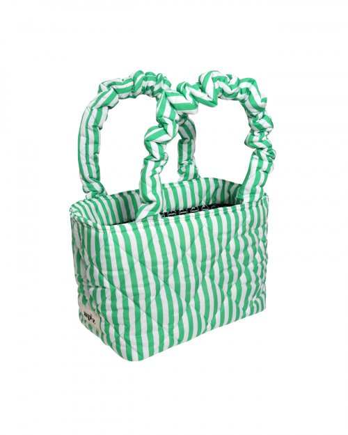 QUILTING SHOPPER BAG, STRIPE GREEN