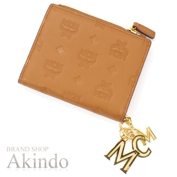 【新品】 財布 二つ折り財布 ゴールドMCMチャーム付き レザー ブラウンxピンク ホック式 カード 小銭入れ MYS 9SKM1 3CO001 レディース 22,578円