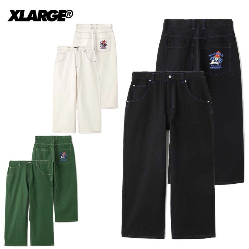エクストララージ HARDLY WORKING CONTRAST STITCH WIDE PANTS ロングパンツ/ワークパンツ/メンズ ボトムス [AA]