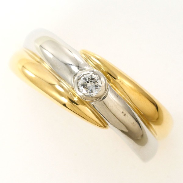 PT900 プラチナ K18YG リング 指輪 14号 ダイヤ 総重量約3.1g ジュエリー 中古