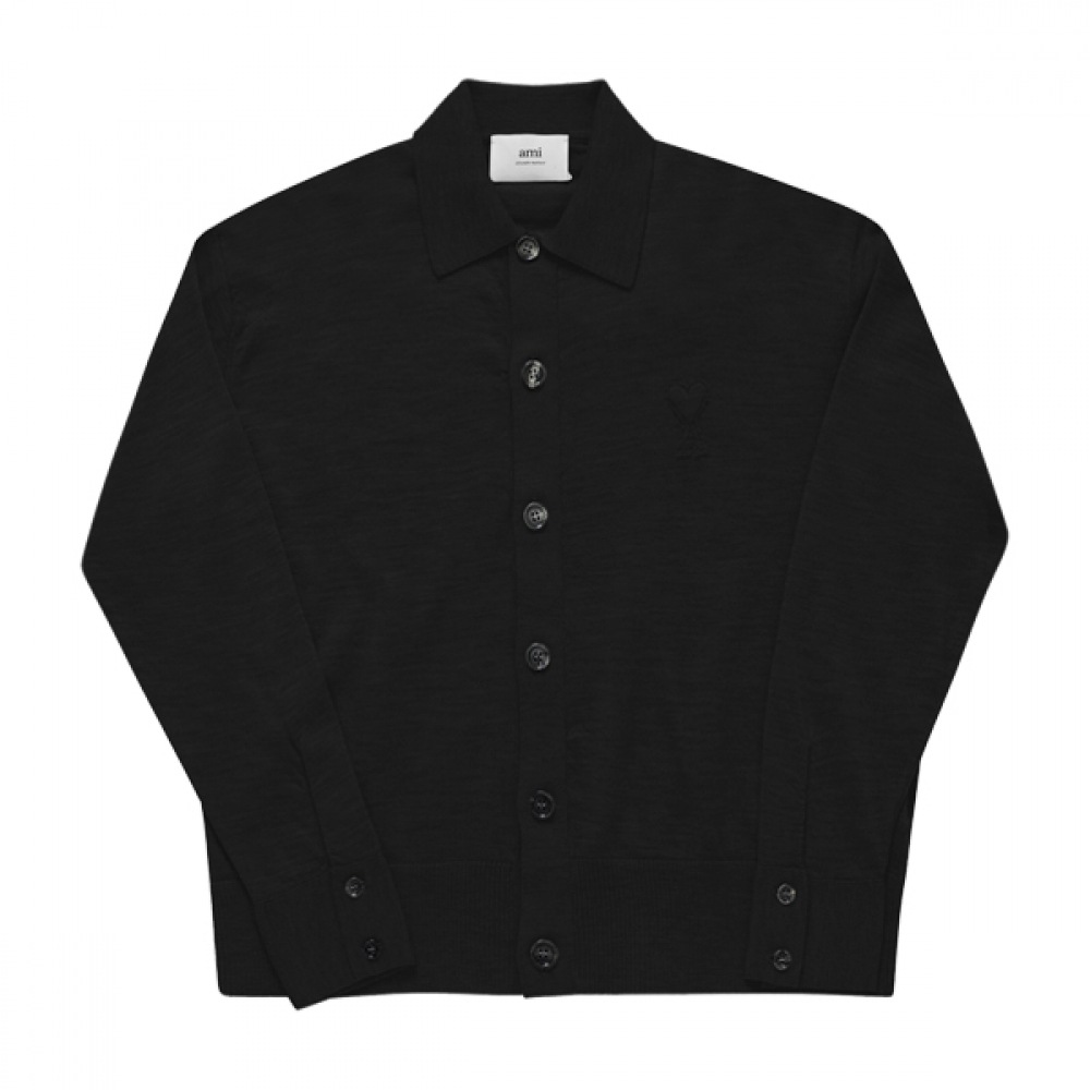 AMI UKC042 KN0039 001 アミドクールトーンオントーンハートロゴパブリックカーディガン