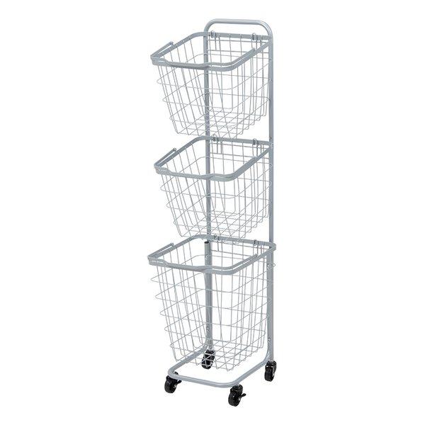 3段ランドリーラック スカイグレー・幅33×奥行39×高さ124cm 角型タイプ KR-3971GY