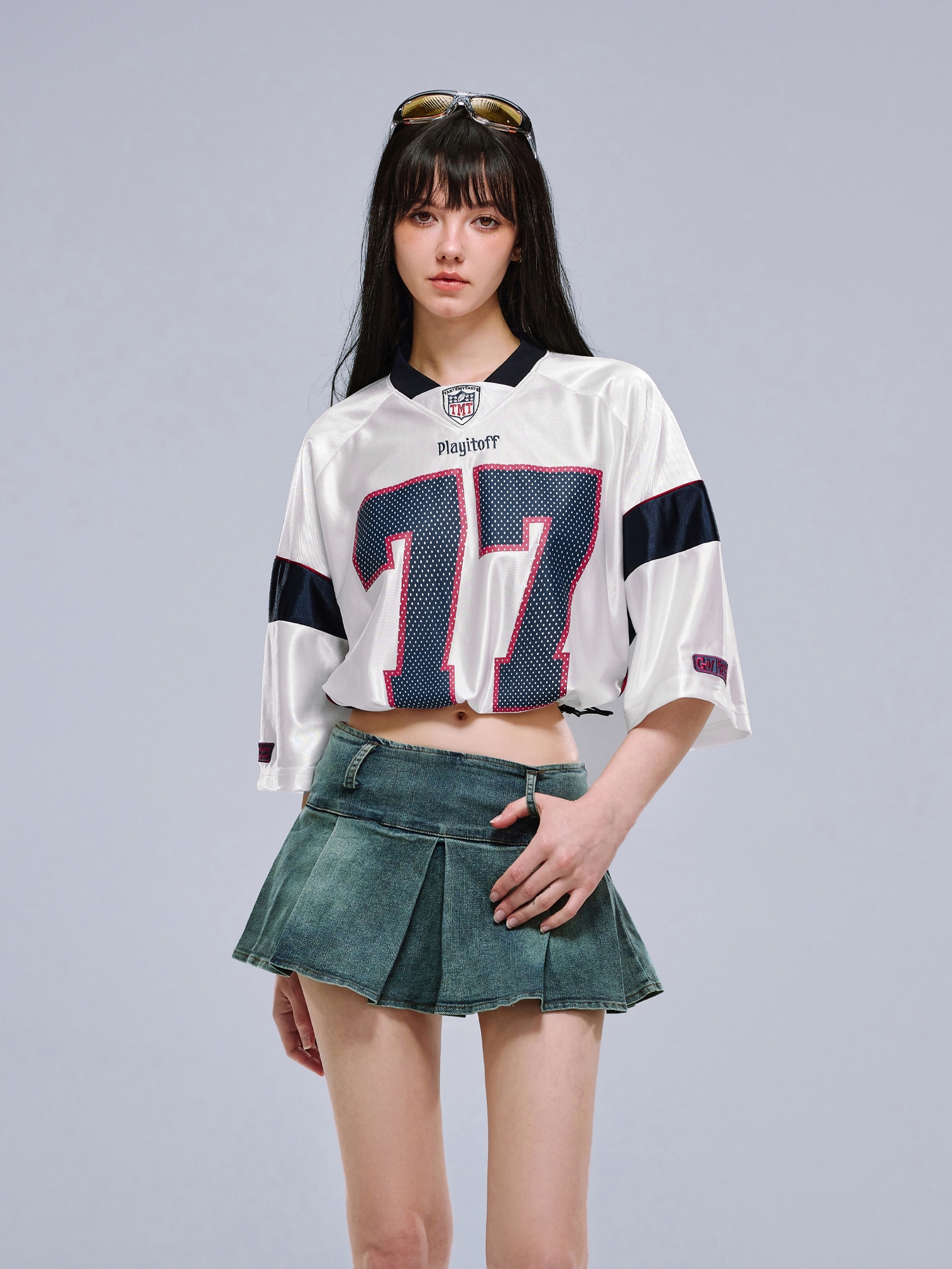 2025春夏 韓国可愛い風トップス Tシャツ K-POPファッション長袖ストリート系サイド丈フットシルエットシャツ衣装レディースサイズVネックユニセックスおしゃれカジュアル春メンズダンスラグラン配色T