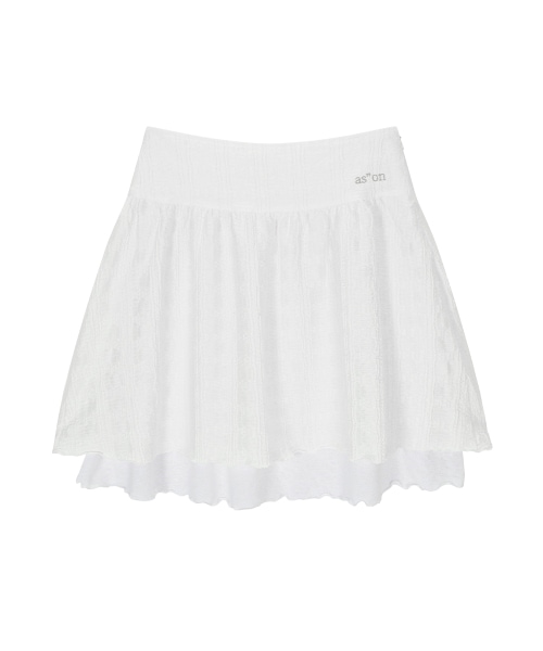 【AS"ON】 LACY CHECK SKIRT / WHITE 正規品