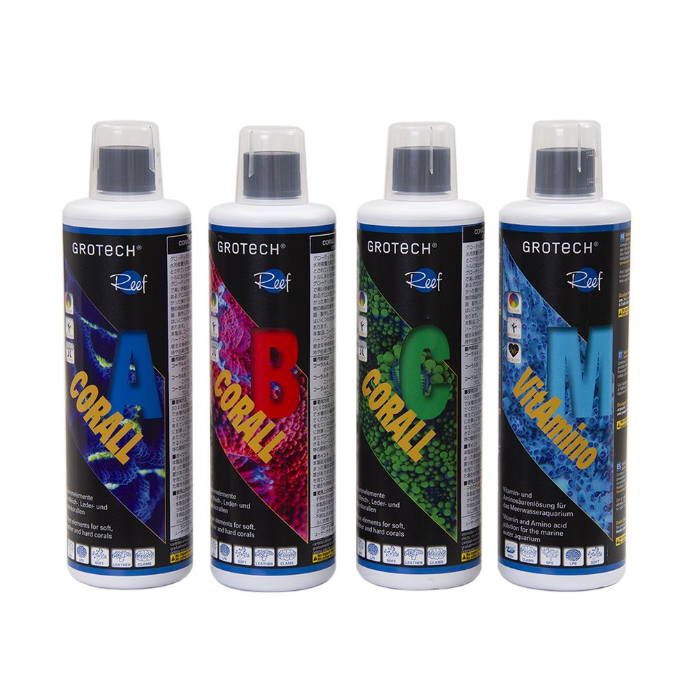 グローテック　トレースエレメント　コーラルＡＢＣ＋Ｖｉｔ　アミノ　Ｍ　４本パック　各５００ｍｌ　ＣＲＣ10―35―45―30―00