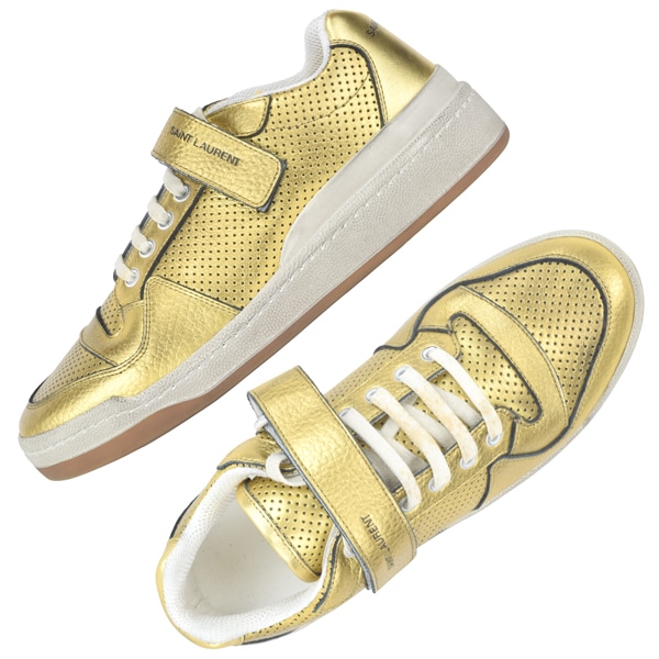 SAINT LAURENT サンローラン ユーズド加工 ベルクロ レザー スニーカー/602546 08D40 8279