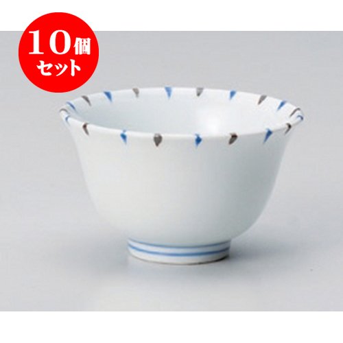 10個セット 煎茶 渕二色十草反煎茶 [R9.3 x 5.6cm(120cc)] 強化 強化 和食器 酒器 料亭 旅館 業務用