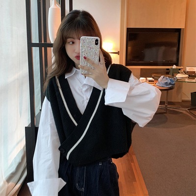 トップス シャツ ブラウス ベスト 袖あり 長袖 Vネック カシュクール 前開き ポリエステル 2点セット ツーピース かわいい 大人可愛い きれいめ シンプル カジュアル 大人 上品 おしゃれ 5,042円