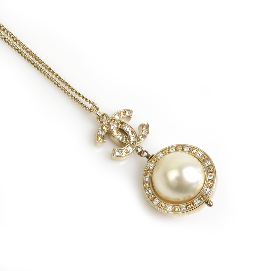 シャネル CHANEL ネックレス ココマーク メタル/フェイクパール ゴールド/オフホワイト レディース e59728g