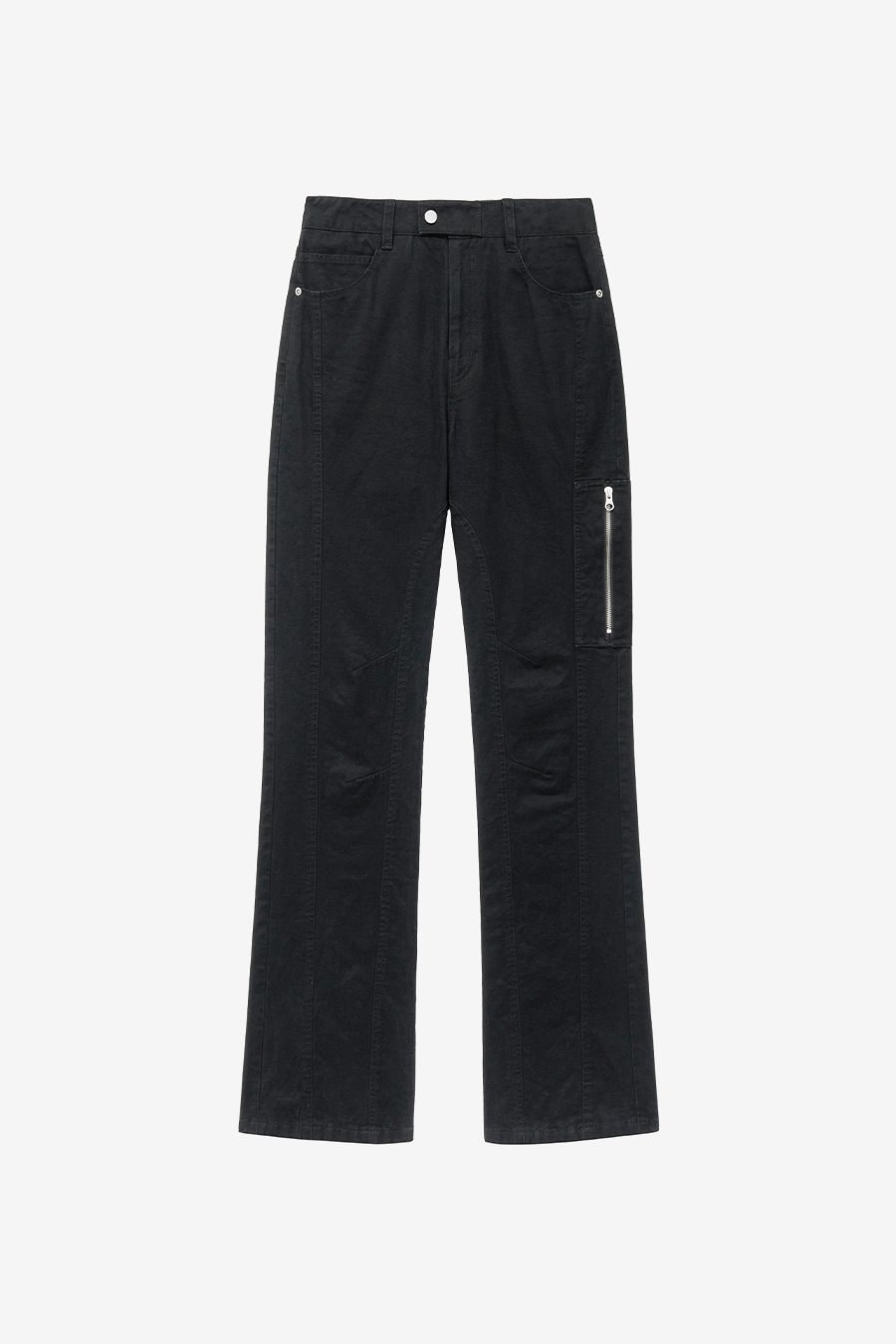 【INSILENCE】[WOMEN] WASHED BOOTCUT PANTS : FADED BLACK