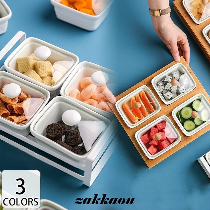 プレート 皿 仕切り 深め 蓋つき おしゃれ ステンレス 木製 フタ付き 陶器 来客用 お菓子 飴入れ 食器 密封容器 新築/[abc05a]