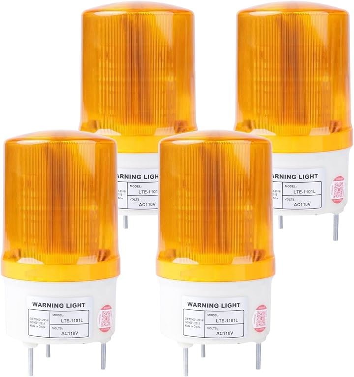 パトランプ まとめ買い 回転灯 100V LED ステー 付き 音声なし 黄 看板 警告灯 クレーン( イエロー)