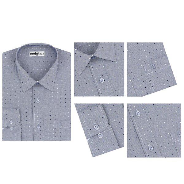 メンズ 国産 カジュアル ドット カラーネック 長袖ワイシャツ SJ-SHA-520