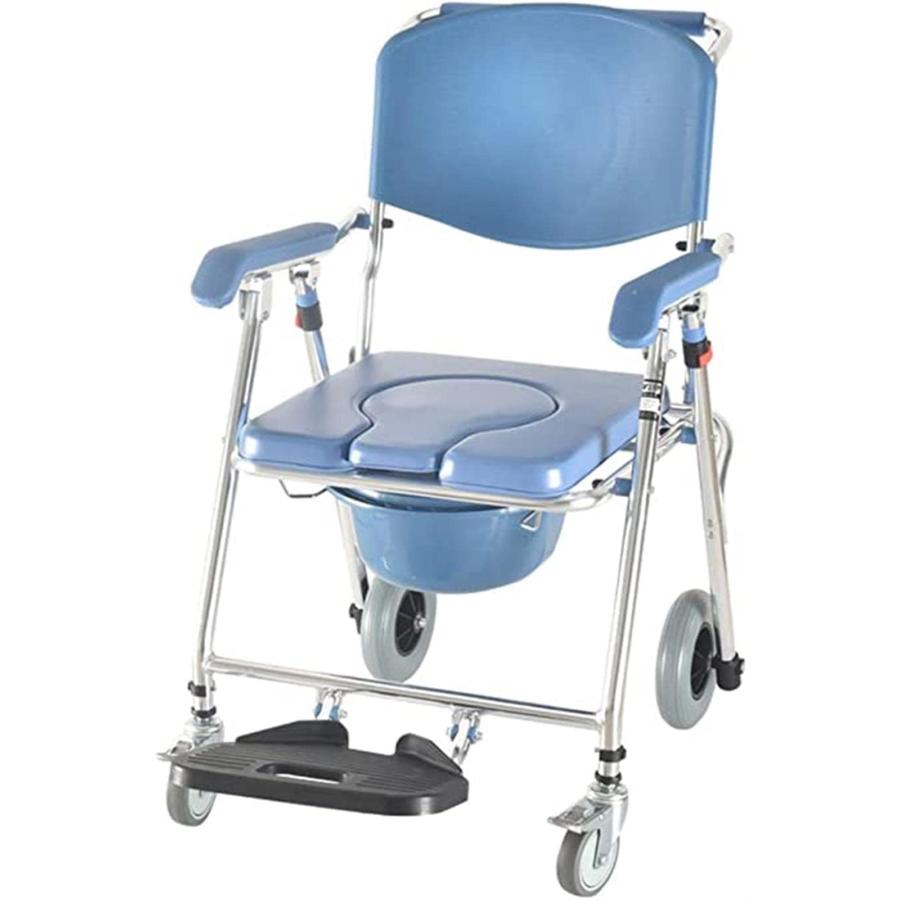 入浴用車椅子 高さ調整 折りたたみ 介護用 シャワーチェア 防水 ４輪キャスター ブレー キ付き Ｕ型シート 背もたれ付 お風呂いす 高齢者用 老人用 転倒防止 入