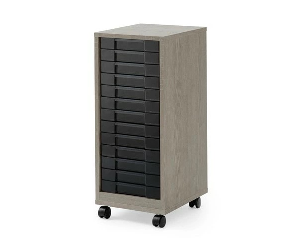 アイリスオーヤマ 木製フロアケース MFE-7130 アッシュグレー／クリアブラック