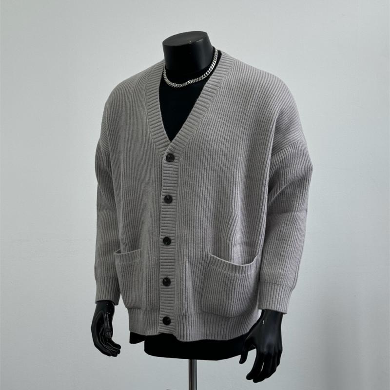 秋冬 コーデ メンズ 服 シンプル ファッション オシャレ 大人 かっこいい 大きいサイズ ストリート 紳士服 ソリッドカラー カーディガン セーター レトロ カーディガンニット ジャケット グレー