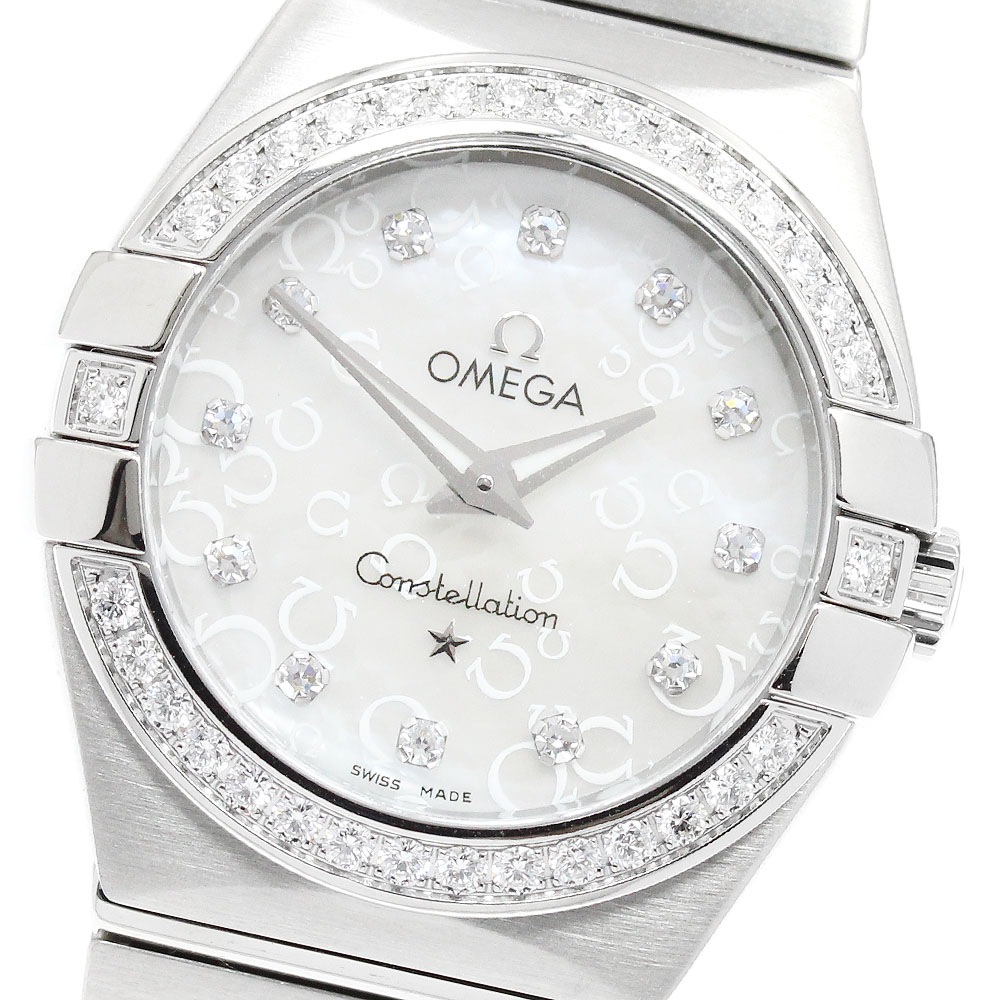 オメガ OMEGA 123.15.27.60.55.005 コンステレーション ブラッシュ 12P ダイヤベゼル クォーツ レディース 美品 保証書付き_958800【中古】