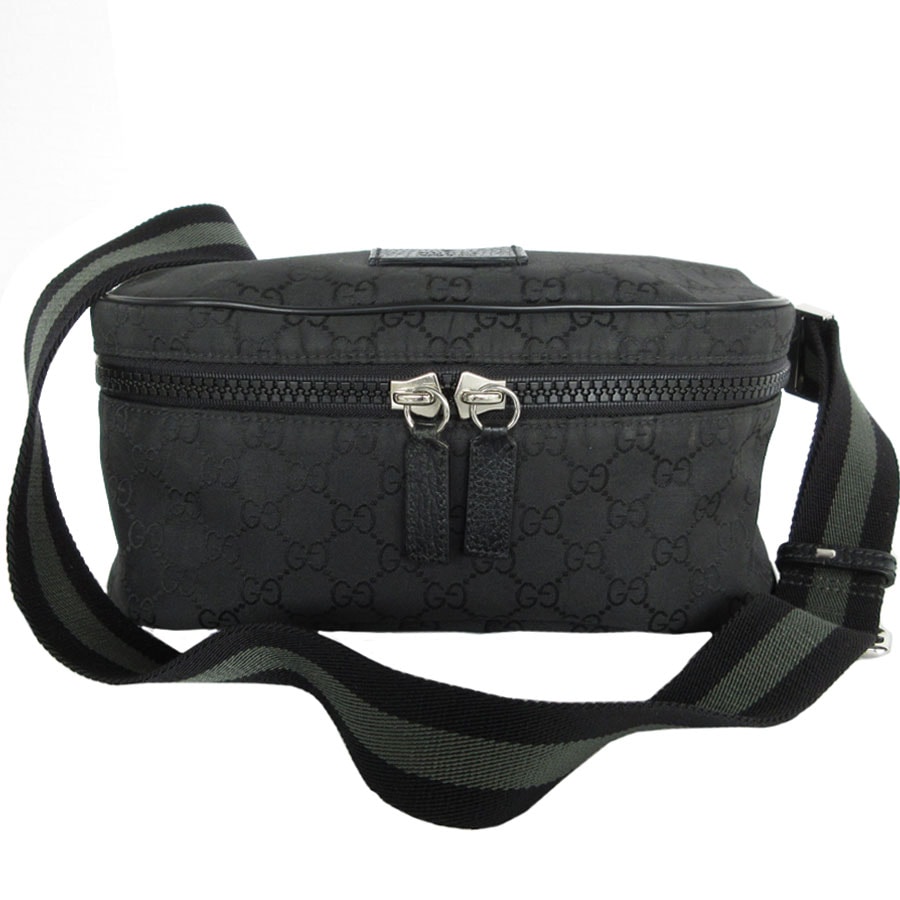 グッチ GUCCI ボディバッグ ナイロンキャンバス ブラック/カーキ シルバー メンズ 223650 s0608a 45,370円