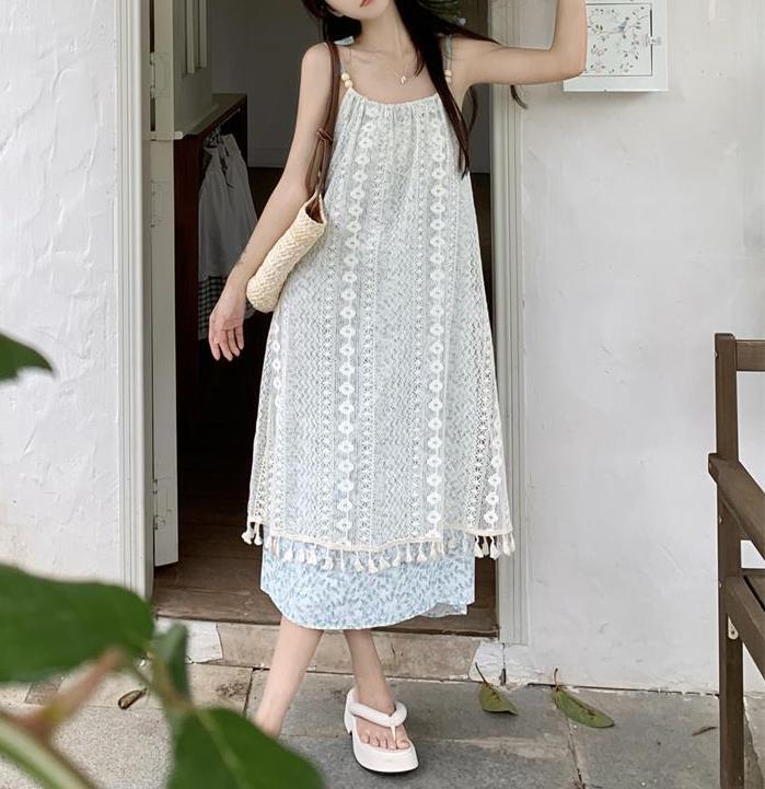 個性的 春服 夏服 レース キャミ レディース ワンピース フレア チュール キャミワンピ 袖なし フレア レース 刺繍 オーガンジー ふわふわ 透け感 インスタ映え モテ 流行 トレンド 5,442円