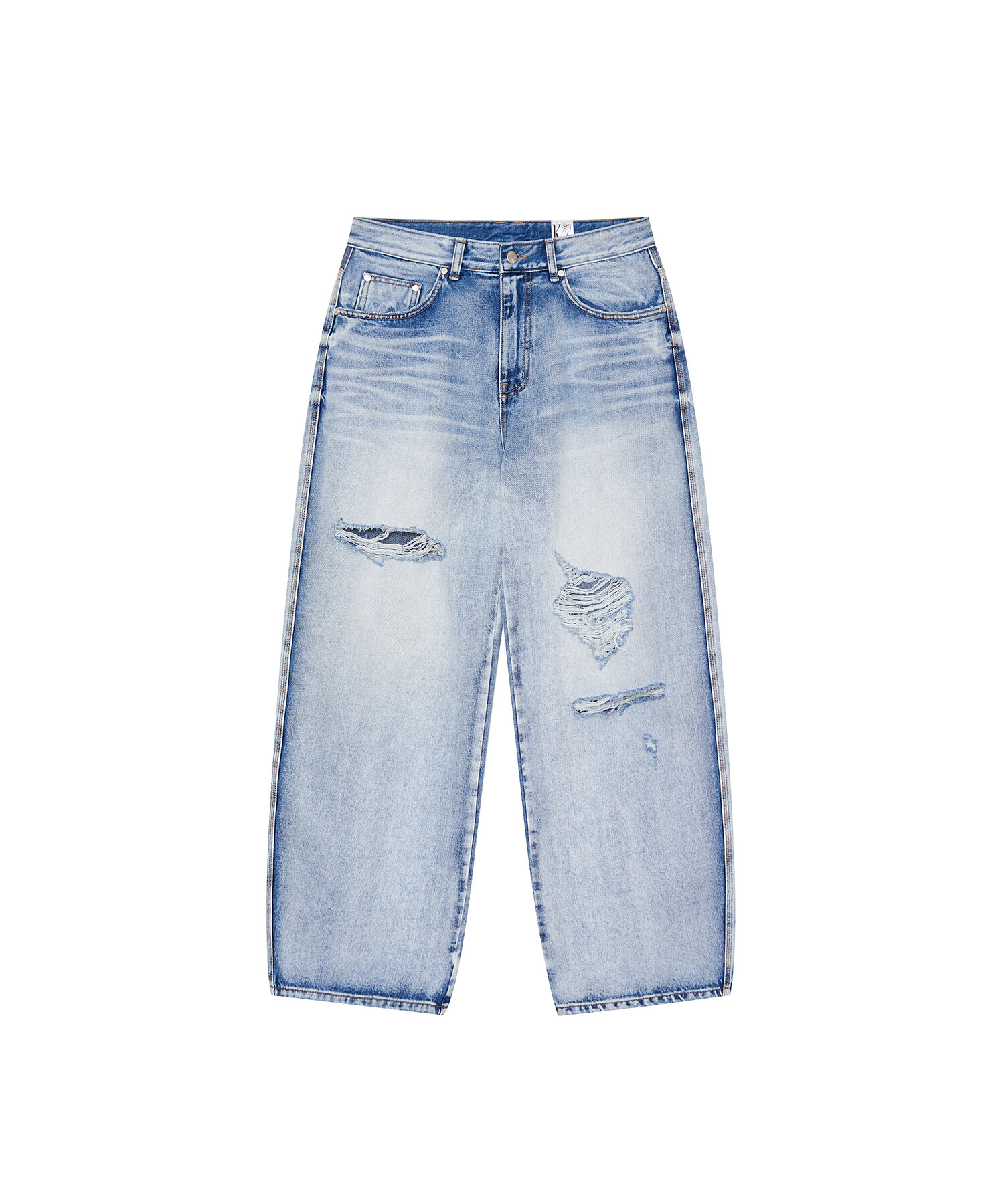 【KASHIKO】26SS MILK RIPPED WIDE JEANS : LIGHT BLUE
