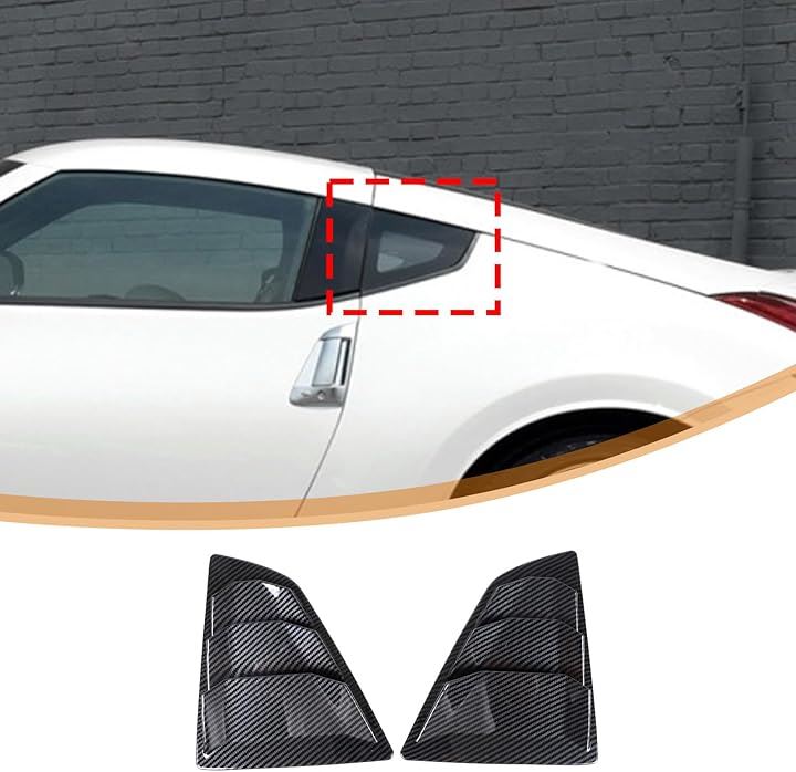 日産 フェアレディZ Z34 2008～2020に適用 ルーバーカバー リアサイドウィンドウルーバー シャッターサイドベントカバー ABS製 貼付タイプ 装飾フレーム(カーボン調)
