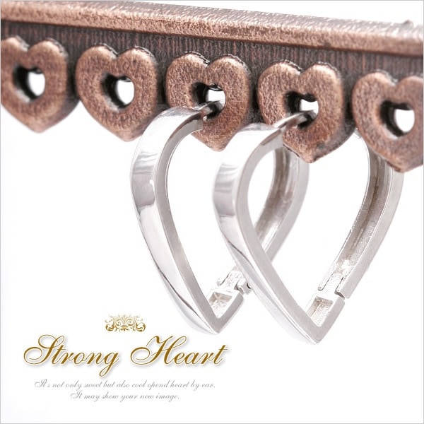 K10ホワイトゴールド Strong Heart ピアス 発送目安：２３週間