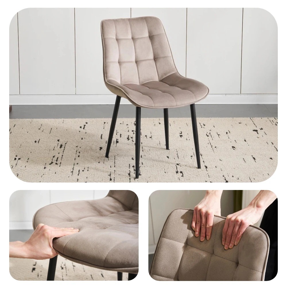 ベルベット座面 組立簡単 椅子 おしゃれ 来客対応チェア 北欧風 【国内発送Ｄ】【単品１脚】ダイニングチェア コンパクト スチール脚 在宅ワーク耐荷重130kg33 イス テレワーク