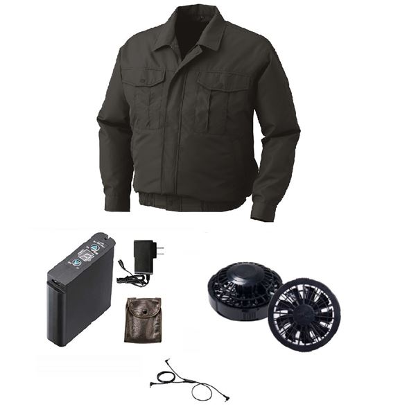 ポリエステル製長袖 空調服 [ファン色：BK チャコール XL] 撥水