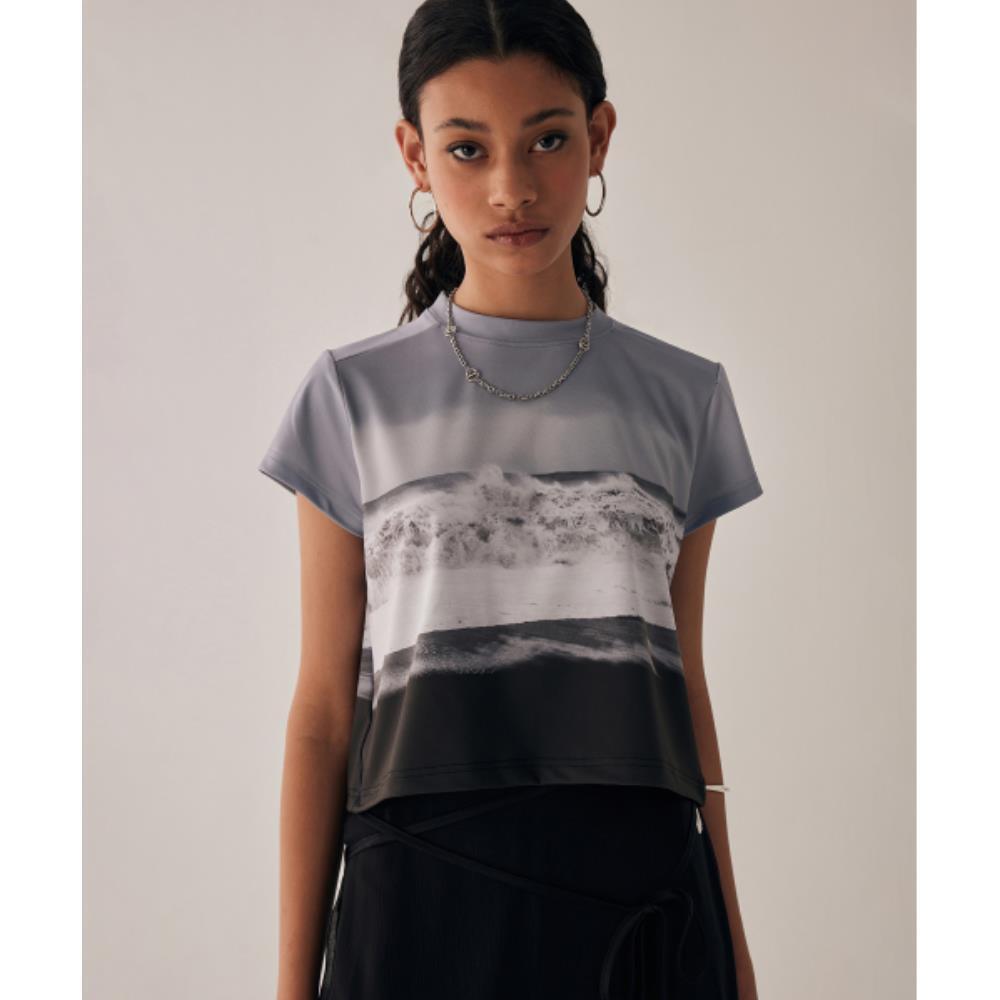 TREEMINGBIRD Summer Wave TShirts Light Blue Gray TMB24