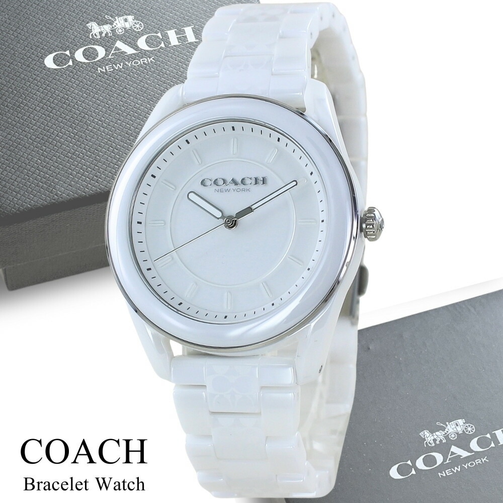 コーチ 腕時計 手表 レディース プレストン ブランド ホワイト セラミック シンプル おしゃれ かわいい 3針 アナログ 時計 仕事用 プレゼント 誕生日 結婚祝い 結婚記念日 成人式 入学祝い 女