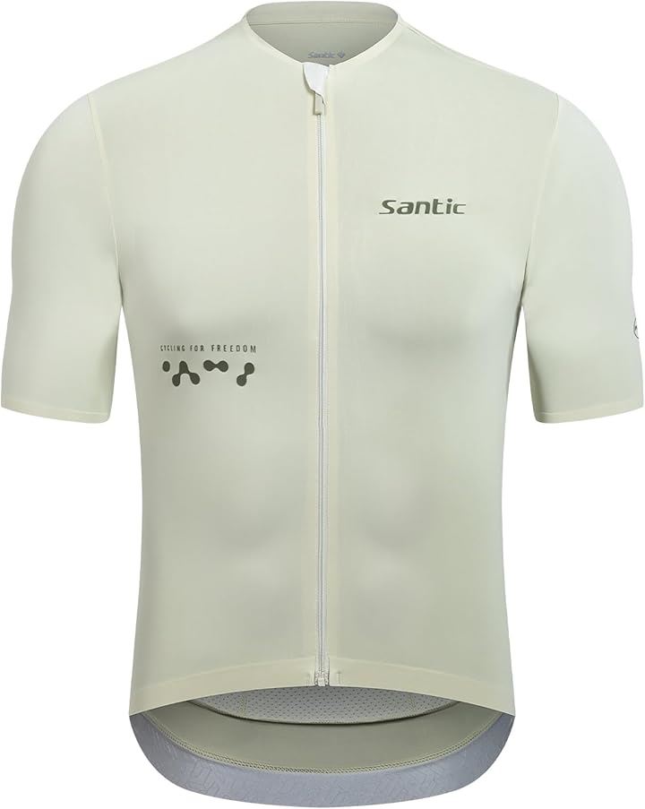 メンズ サイクルジャージ 半袖 薄め 涼感素材 サイクリングウエア サイクルウエア ロードバイクジャージ 自転車ウエア ポケット付き 伸縮性 吸汗 速乾(ベージュ, 2XL)