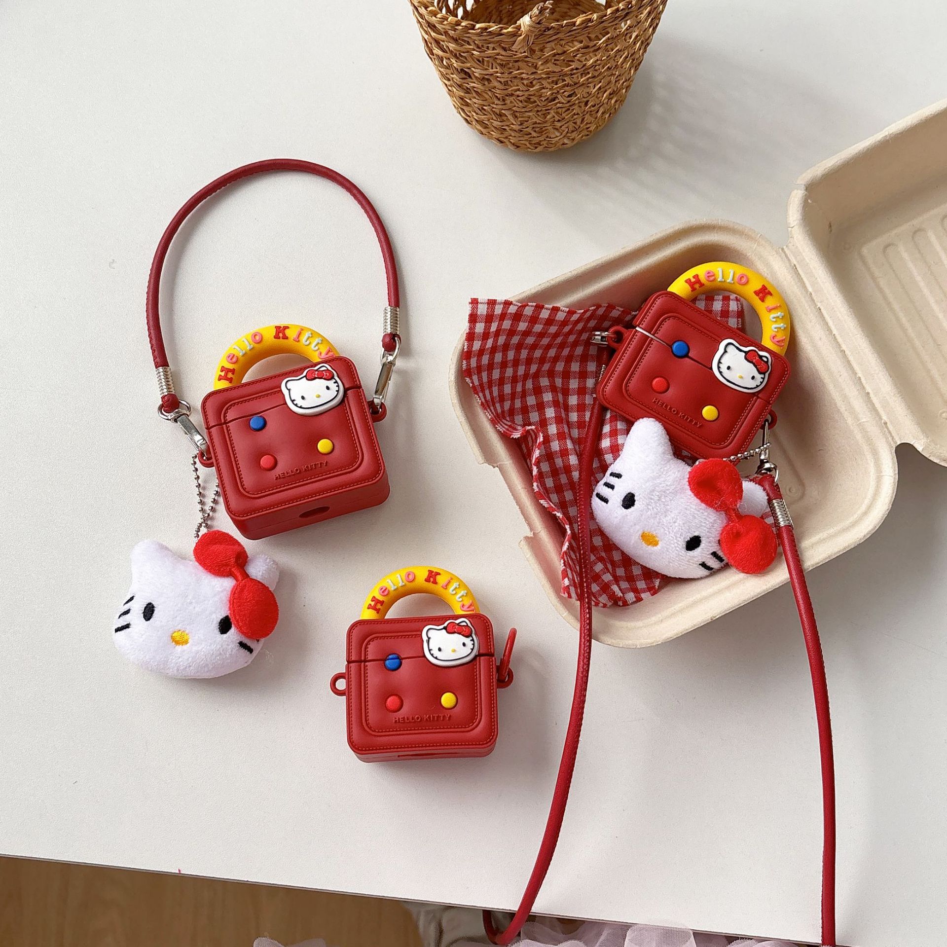 【20点セット】【送料無料】KT猫用ハンドバッグAirpods 234代アップルPro 2 Bluetoothイヤホンケース保護カバー落下防止立体