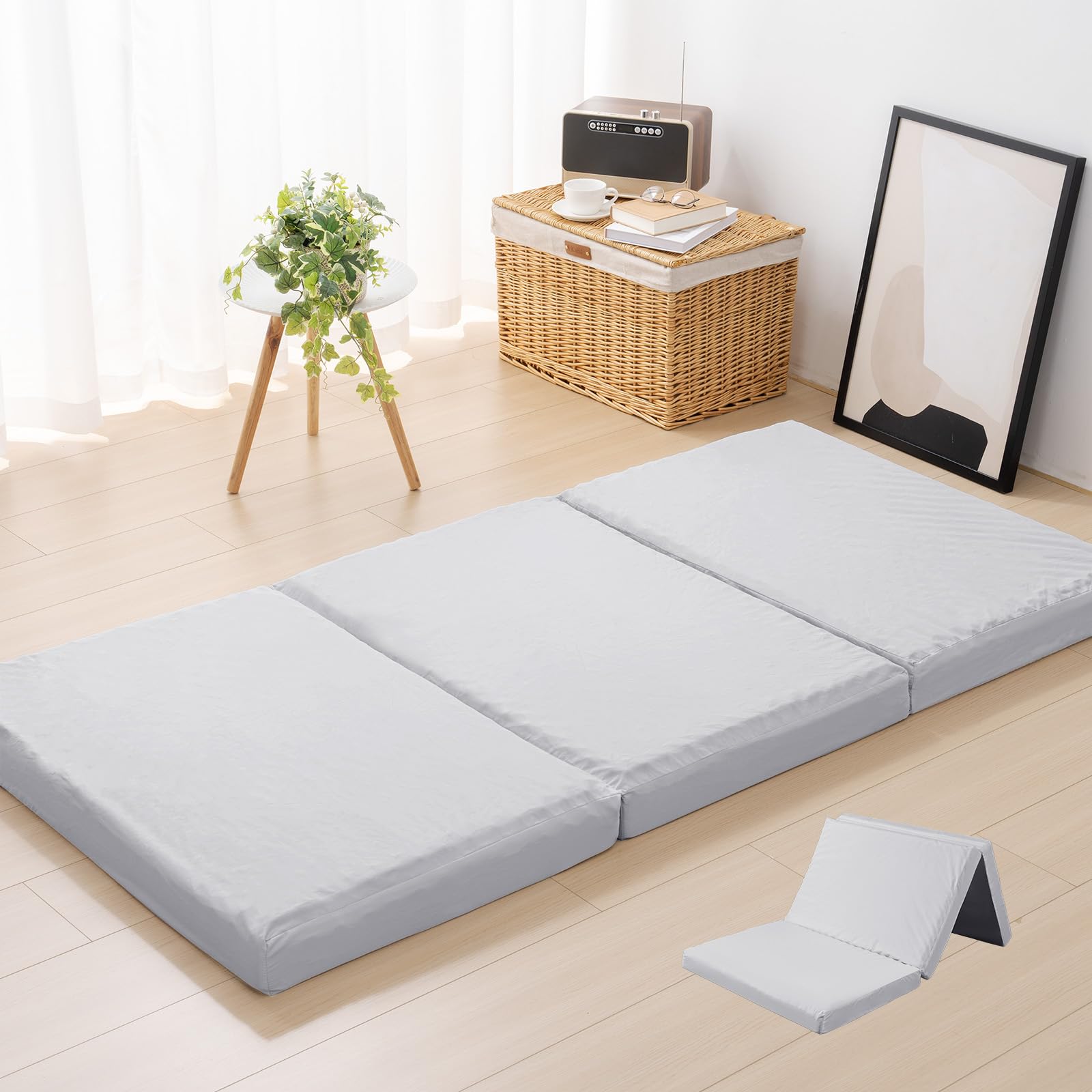 HOMFINE 高反発マットレス シングル 三つ折り 極厚10cm 20D おりたたみマットレス 高反発 ベットマット 敷き布団 凹凸加工 体圧分散 程良い硬さ 抗菌防臭 洗えるカバー 通気性がよい 5,989円