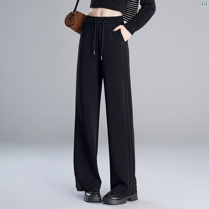 レディース　ファッション　オシャレ　シンプル シンプル スポーツ ストレート ワイド レッグ パンツ 春秋 耐久性 ウエスト スプライシング レースアップ カジュアル ズボン