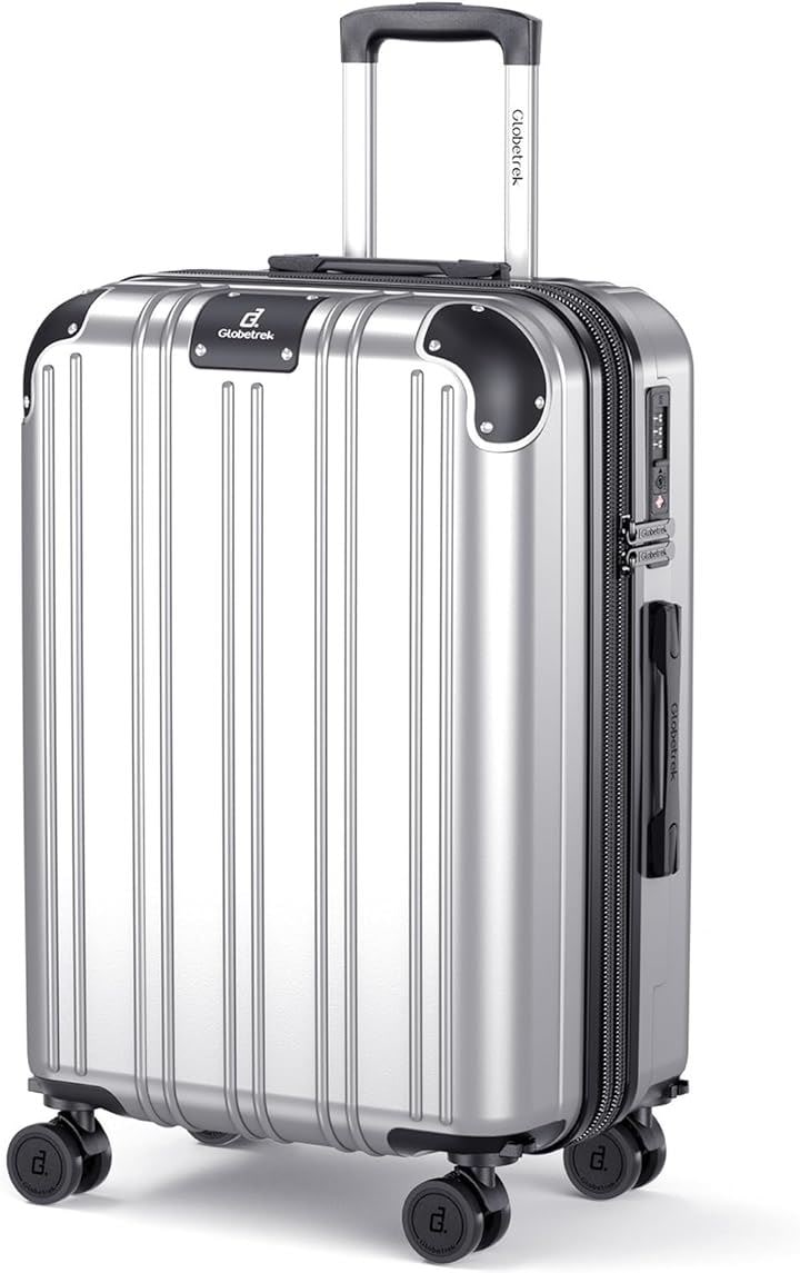 スーツケース 拡張機能＆ストッパー付き 超軽量 キャリーバッグ キャリーケース 出張 旅行 ビジネス (シルバー, S-20inch サイズ)