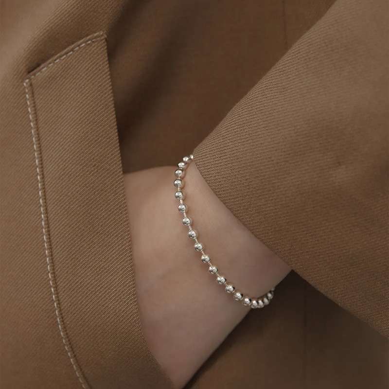 (シルバー925) タグ ボール チェーン ブレスレット