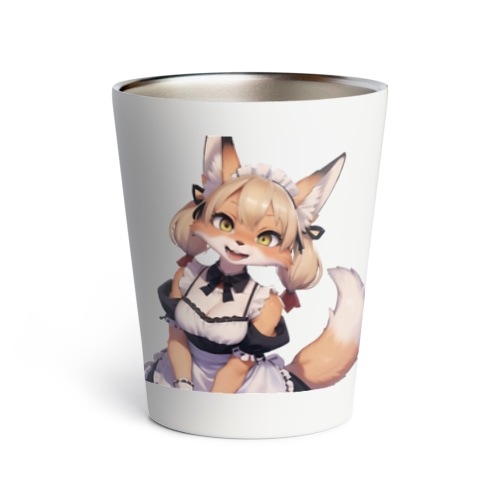 【文字入れ可能受注生産】キツネの女の子　メイド　ケモナー サーモタンブラー