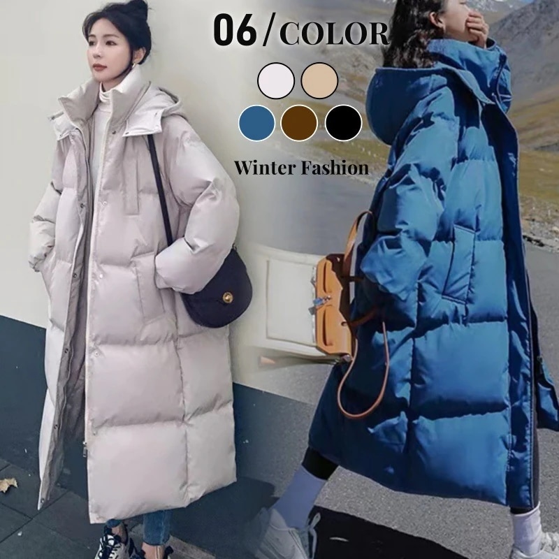 大きいサイズ M-3XL 厚手 ダウンジャケット 韓国ファッション ロングコート レディース 防寒 暖かい中綿コートゆったり中綿ジャケットフード付き コート 怠惰な風ゆったり 体型カバー 冬アウター3