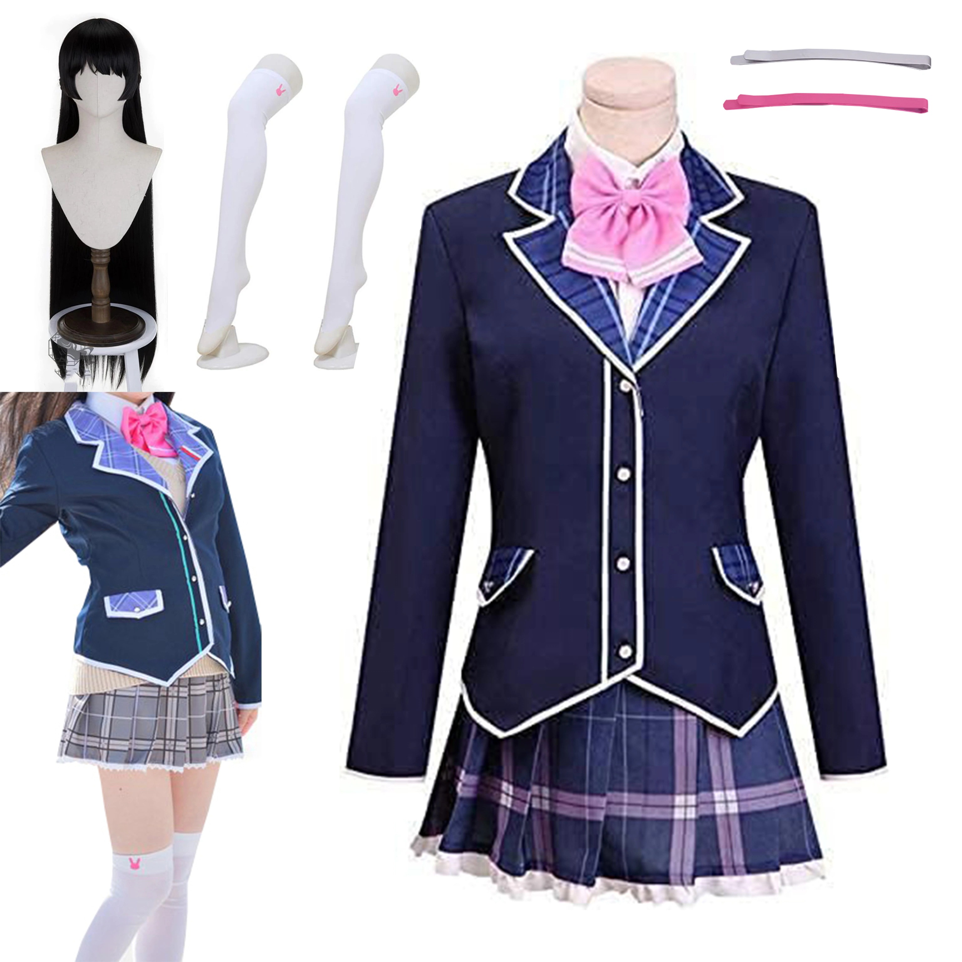 【全シリーズ発売中】 【値引き中】ウィッグ コスプレ衣装＋靴下 ハロウィン コスプレ 大人 撮影 可愛い コスプレ服 つきみと衣装 衣装 コスプレ 月ノ美兎 コスプレ衣装