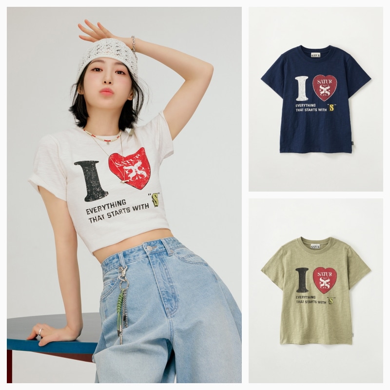 【SATUR】26SS (W) I LOVE SLUB T-SHIRT : 3COLORS